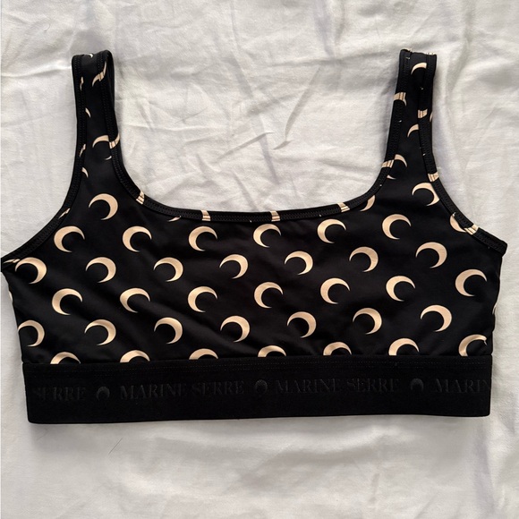 Marine Serre Other - Marine Serre Black and Cream Crescent Sports Bra